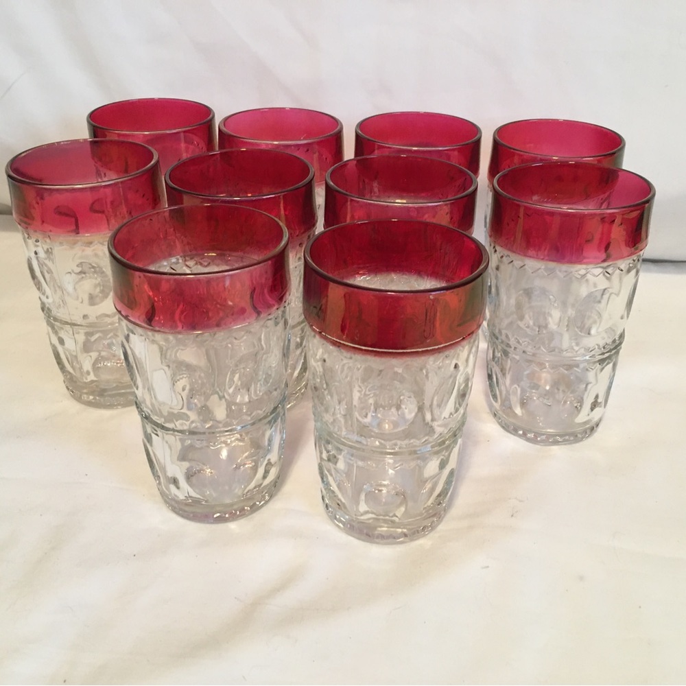 Crown Thumbprint Ruby Red Flash Tumblers